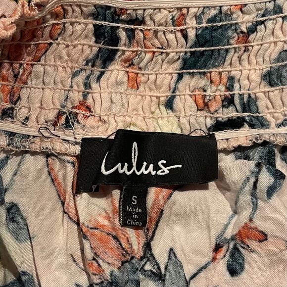 Lulus Dress Off Shoulder Floral Cottage Mini Romantic Feminine Boho Pink Small - Picture 2 of 5